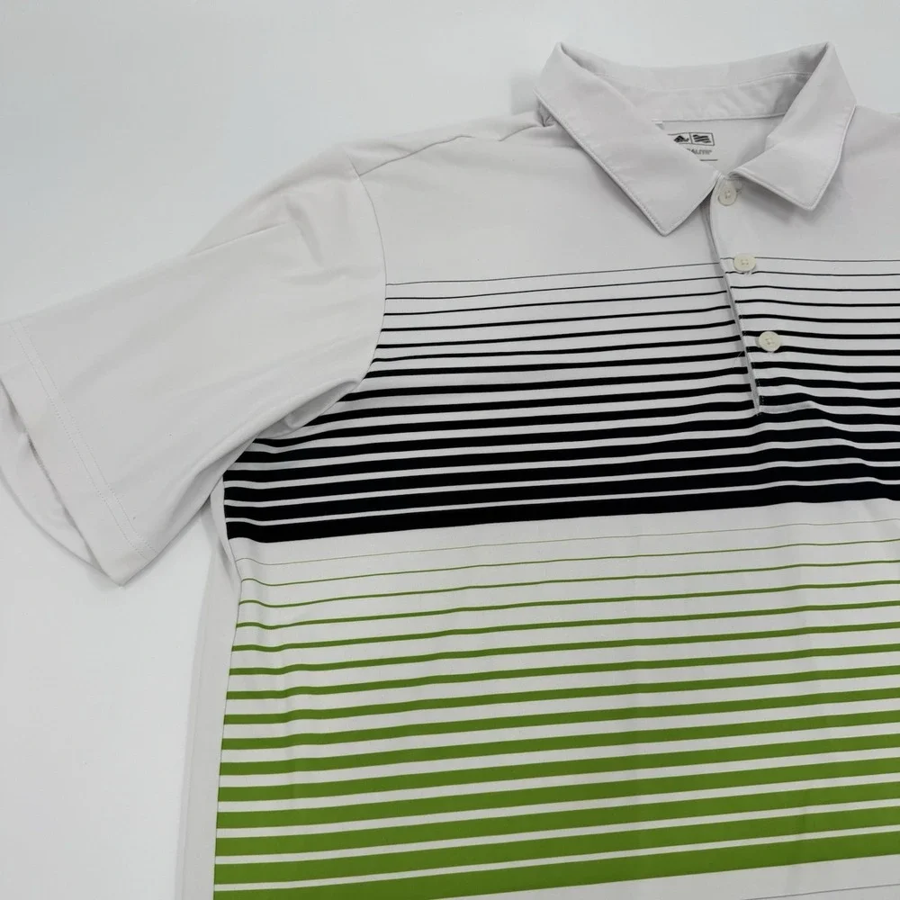 Adidas Mens Shirt X-Large Black Green Stripe de Anza Country Club Golf‎ Polo